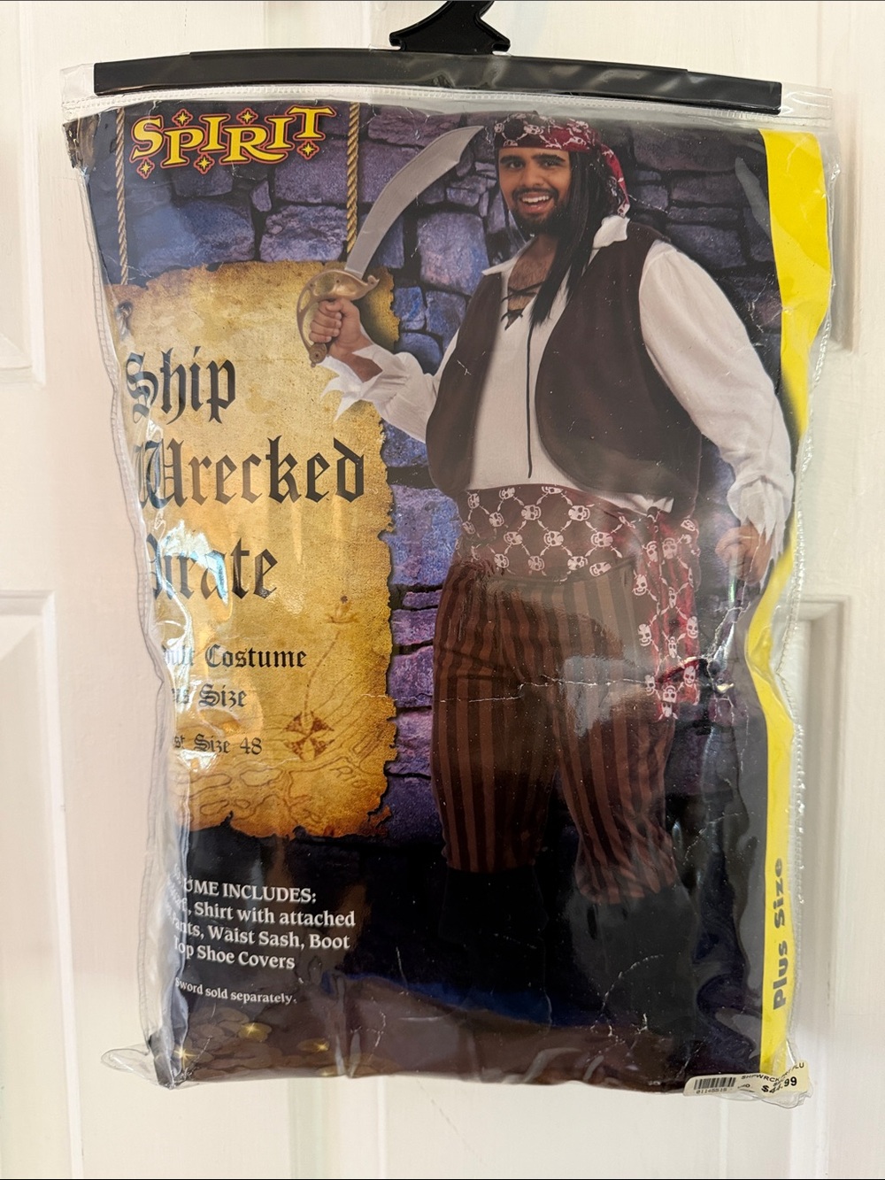 New Spirit Ship Wrecked Pirate Costume - Brown & White Plus Size 48